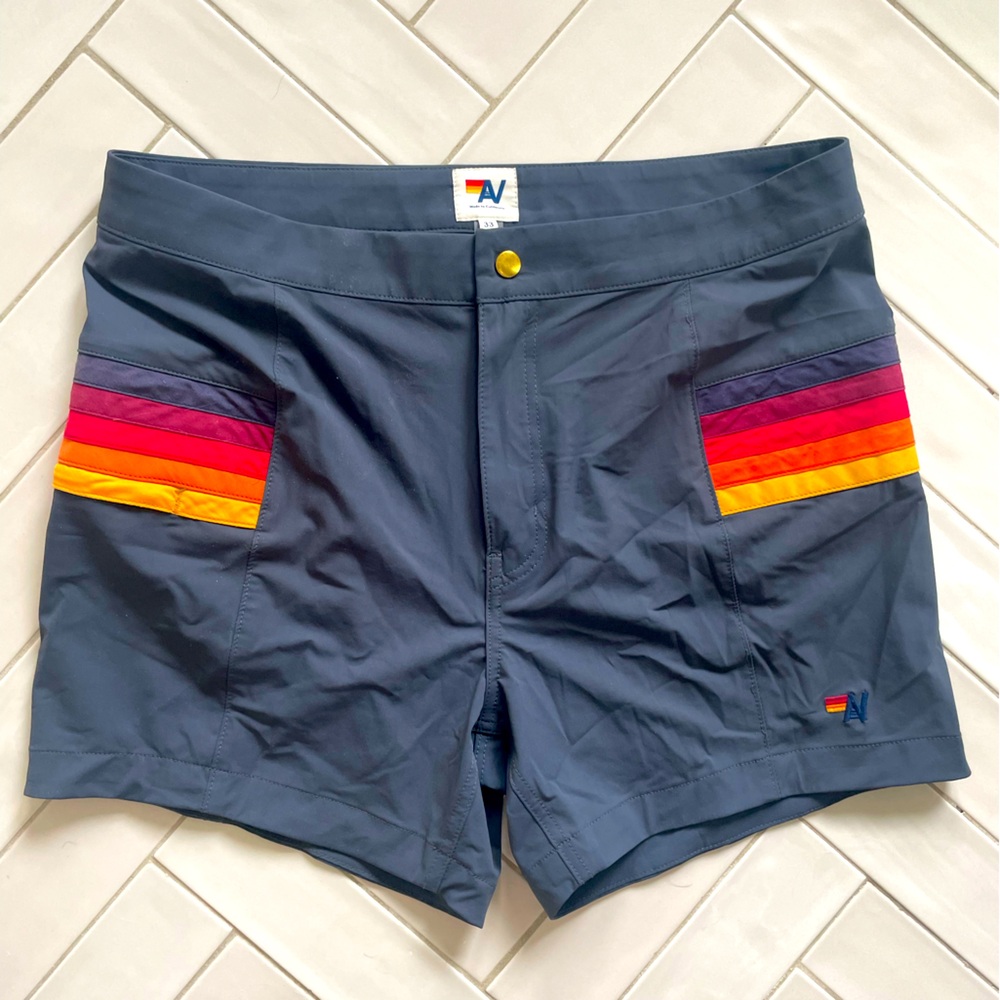 Men’s charcoal Aviator Nation swim shorts, Size 33